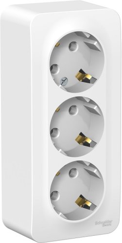 Розетка с заземлением накладная Systeme Electric Blanca 3-м. белый картинка